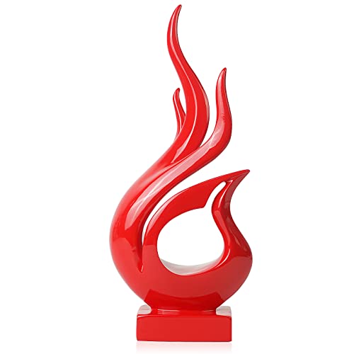 DreamsEden Abstract Fire Sculpture, Resin Art Table Decoration Ornaments Modern Home Decor Accent (Red) - color: Red