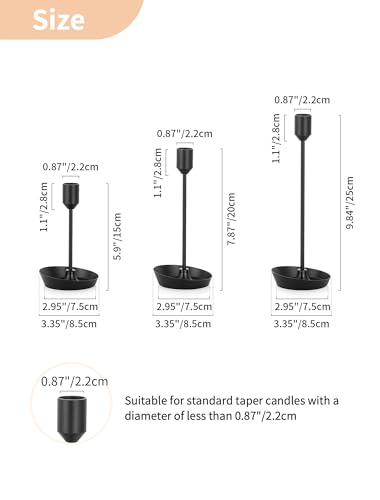 NUPTIO Black Candlestick Holders for Table: 6 Pcs Taper Candles Holders Bulk for Halloween - Tall Candle Stick Holder for Birthday Party Living Room Fireplace Centerpiece - color: Black, size: 6 pcs