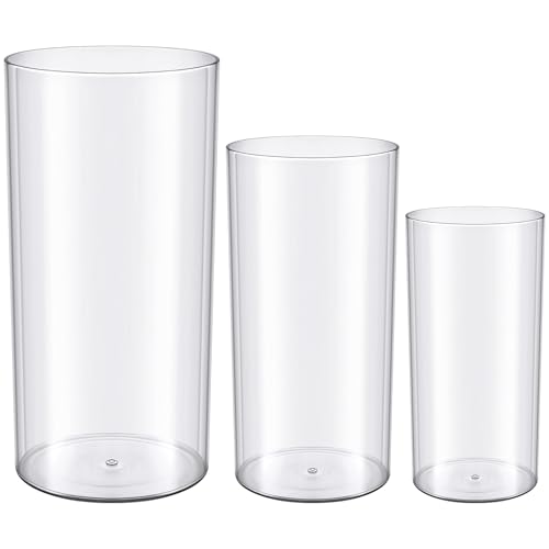 meekoo 3 Pcs Flower Acrylic Vase Cylinders Round Decorative 4 x 8 in, 5 x 10 in, 6 x 12 in Vase Break Resistant Acrylic Flower Cylinder for Centerpiece Home Wedding Decor(Clear, Classic) - color: Classic, size: 4 x 8 in, 5 x 10 in, 6 x 12 in