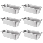 YOUNTHYE 6PCS Hotel Pans Stainless Steel Steam Table Pan 1/3 Size 4 Inch Deep Steam Pan Catering Storage Metal Food Catering Tray for Hotel Restaurant, Buffet Party