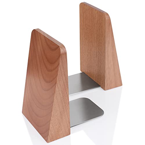 DRELIFAM Wood Handmade Heavy Duty Bookends for Shelves Decorative Book Ends to Hold Books for Office - color: Small Okoume Wood
