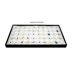 Novel Box Jewelry Display Tray Black Wood 8.25 x 14.75 x 1 Large Jewelry Tray with 50 Gem Jars Insert | Rectangular Display Trays for Collectibles | Rock Collection Tray | Gem Display Tray - color: 50-Gem Jars White Foam Liner, size: Wood Tray: 8.25 x 14.