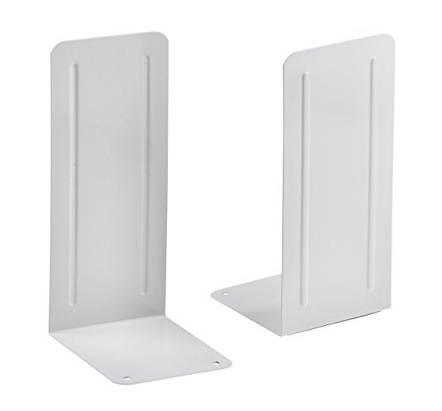 Acrimet Jumbo Premium Metal Bookends 9" (Heavy Duty) (White Color) (1 Pair)