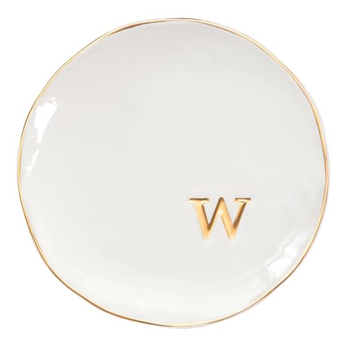 COLLECTIVE HOME - Ceramic Jewelry Tray, Decorative Trinket Dish for Rings Earrings Necklaces Bracelet Watch Keys, Birthday Mother's Day Christmas Gift for Women, 4.75", Glossy (w) - color: W