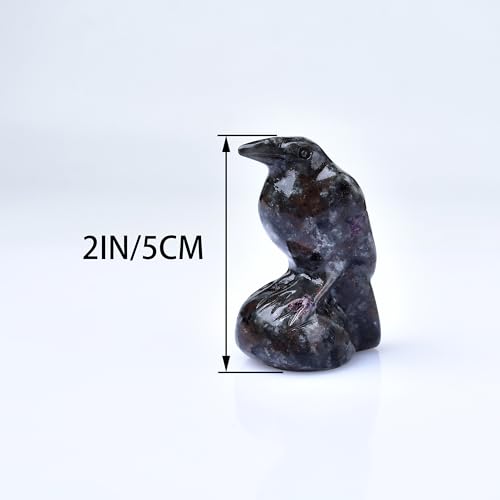 Natural Flame Stone Crystal Raven Statue 2" Healing Crystal Handmade Sculpture Guardian Pocket Statues Reiki Meditation Office Home Decoration Gift - color: Flame Stone