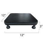 dwellington Farmhouse Display Wood Riser, 12" Decorative Black Beaded Pedestal Stand, Square Tiered Tray Decor for Kitcher Decor, Countertop