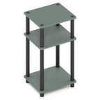 Furinno JUST Side Table, 3-Tier End Table, Open Shelves Night Stand, Bedside Table, Toolless Assembly, for Living Room, Bedroom, Bathroom, Sage Green - color: Sage Green/Black, size: 3-Tier, Round Pole, style: 1-Pack