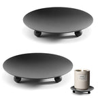 2-Pack Black Iron Candle Holders & Plates – 4.3" Elegant Stand for Taper, LED, Wax Candles, Incense, Weddings, Dining & Decor