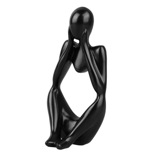 Abstract Thinker Statue | Synthetic Home Accent for Living Room/Office Desk/Bookshelf | Hollow Design Art Sculpture Collectible Present (Black Focus) - style: Black Focus