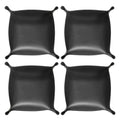 HARFINGTON 4pcs PU Leather Valet Tray Unisex Folding Small Catchall Tray Portable Entryway Table Tray Nightstand Bedside Desk Tray for Key Wallet Watch Coin Jewelry Dice, Black - color: Black