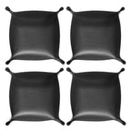 HARFINGTON 4pcs PU Leather Valet Tray Unisex Folding Small Catchall Tray Portable Entryway Table Tray Nightstand Bedside Desk Tray for Key Wallet Watch Coin Jewelry Dice, Black - color: Black