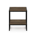 FURINNO Camnus Modern Living 2-Tier End Table, Columbia Walnut, 15.9 in x 15.75 in x 18 in - color: Columbia Walnut, size: 2 Tiers, Metal Frame