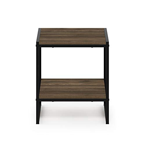 FURINNO Camnus Modern Living 2-Tier End Table, Columbia Walnut, 15.9 in x 15.75 in x 18 in - color: Columbia Walnut, size: 2 Tiers, Metal Frame