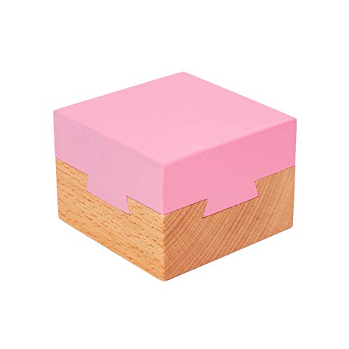 DC-BEAUTIFUL Wooden Magic Box Brain Teaser Box, Pink Secret Gift Box Impossible Puzzle Box for Birthday Valentines - color: Small Pink