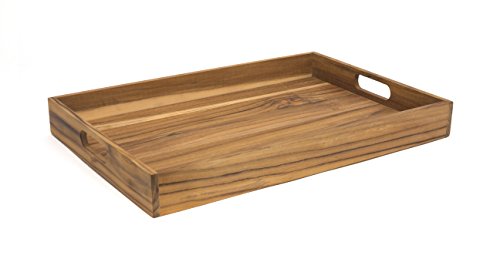 Lipper International Teak Wood Large Serving Tray with Cutout Handles, 20-1/2" x 13-3/4" x 2-2/5"