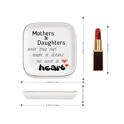 Gift for Mom from Daughter,Mother Gifts from Daughter-Mothers & Daughters never truly part, Mother's Day, Birthday,Christmas,Thanksgiving Ring Dish Jewelry Tray Gift for Mother Daughter - style: Mothers&Daughters never truly part