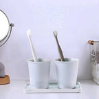 Ceramic Soap Dispenser Tray for Kitchen and Bathroom, Modern and Farmhouse Rectangle Service Tray - White(1 Pc)