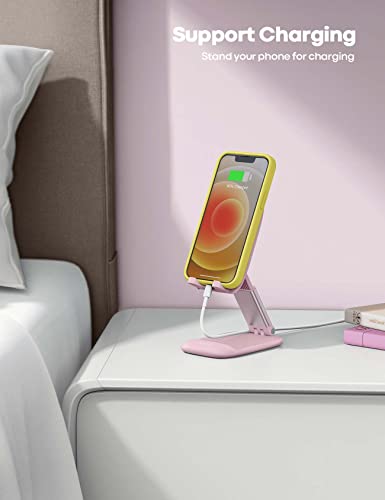 Lamicall Pink Phone Holder, Desk Accessories - Rose Gold Pink Office Cell Phone Holder, Desktop, Office Desks Accessories, Desk iPhone Decor Gifts for Women, for Mothers Day, 4-8'' Phone - color: Pink