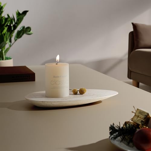 BUICCE Unique Decorative Tray, 12x6.7 Inch Natural Travertine Tray for Jewelry, Rings, Candle Holder, Bathroom Vanity & Tabletop Decor