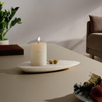 BUICCE Unique Decorative Tray, 12x6.7 Inch Natural Travertine Tray for Jewelry, Rings, Candle Holder, Bathroom Vanity & Tabletop Decor