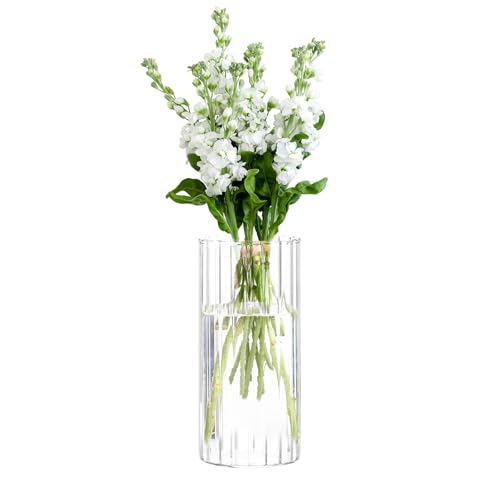 Gute 10 Inch Glass Vases for Decor, Flower Vase for Home Decor, Modern Decorative Clear Vase Centerpieces Living Room, Kitchen - size: 10inch