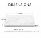 KC KULLICRAFT 8×12 Inches White Marble Cheese & Charcuterie Serving Board – Natural Marble Cutting Board & Pastry Slab with Non‑Slip Feet – Premium Stone Kitchen Tray Gift. - color: White, size: 12"L x 8"W