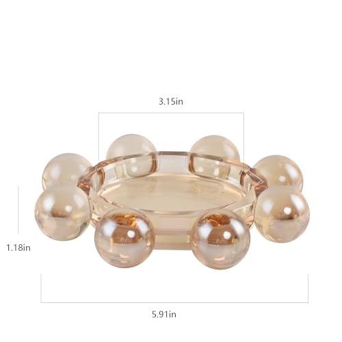 Crystal Candle Holders Pillar Candlestick Decorations for Home Party Dinner Christmas, Suitable for Large Cylindrical Candles, Champagne Color - color: Champagne Color