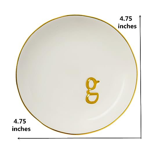Ceramic Ring Holder for Jewelry, Jewelry Tray, Ring Dish, Aesthetic Room Decor, Engagement Gifts Bride Gifts Wedding Gifts for Women, White, 4.75"(G) - color: G