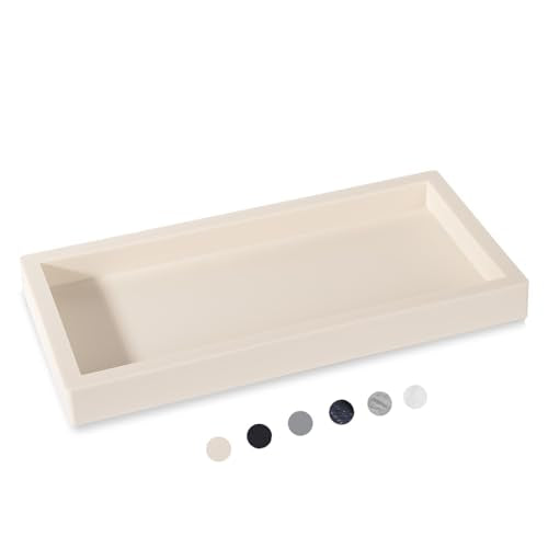 Bathroom Tray, Small Vanity Tray Silicone Soap Dish Sponge Holder Kitchen Sink Organizer Bathroom Accessories for Countertop, Toilet, Shower - Beige - color: Beige, size: 7.9" x 4.0"