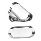 12 Pack 7 Inch Oval Stainless Steel Decorative Tray, Stainless Steel Tea Fruit Tray, 7 inch Silver Oval Trays for Bathroom Vanity, Jewelry, Perfume & Key Organizer (Silver) - size: 12 Pack 7 Inch