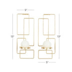 Deco 79 Metal Geometric Tealight 2 Plate Wall Sconce, Set of 2, 5"W, 13"H, Gold