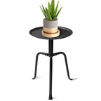 Plant Stand Indoor, Mid Century Single Plant Table, 3-Leg Minimalist Heavy Duty Metal Tall Flower Pot Stand, Modern Round Small Side End Table with Raised Design - color: Black