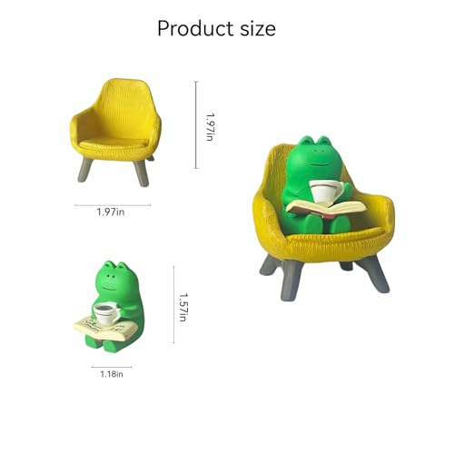 Miniature Frog Anime Figurines - Resin Desk Figurines, Cool Office Gadgets for Desk, Fun Desk trinkets Gift for Frog Lover（Yellow Sofa） - size: 02-frog-sofa-yellow