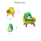 Miniature Frog Anime Figurines - Resin Desk Figurines, Cool Office Gadgets for Desk, Fun Desk trinkets Gift for Frog Lover（Yellow Sofa） - size: 02-frog-sofa-yellow