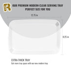 R-kay 6 Pack Clear Plastic Serving Trays For Party, 12.75 x 8.25 In - Heavy Duty Plastic Trays For Food - Rectangular Platters - color: Clear