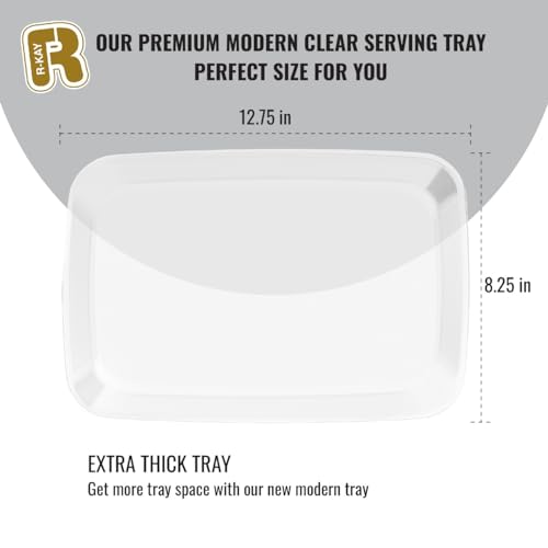R-kay 6 Pack Clear Plastic Serving Trays For Party, 12.75 x 8.25 In - Heavy Duty Plastic Trays For Food - Rectangular Platters - color: Clear