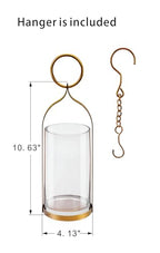 4" Wide Handmade Sturdy Glass Cylinder Jar with Metal Stand in Antique Brass, Display Glass Container for Candles and Plants, Hurricane Lantern, Candle Holder, Industrial, Farmhouse, Outdoor - size: 4"x11"
