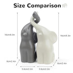 QINJIEJIE Elephant Statue Elephant Figurines Loving Gifts for Women Couples Ivory Wedding Anniversary Modern Ceramic Elephants Sculpture Lucky Elephants Ornament in Love - color: Beige & Grey