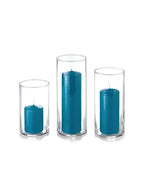 yummi Set of 12 Slim Pillars and Cylinder Vases - Turquoise - color: Turquoise
