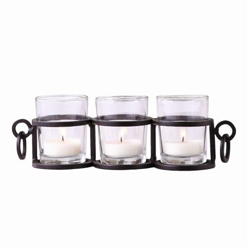 Hosley 9-Inch Tea Light Candle Holder - Elegant Coffee Table Accent, Modern Home Decor Piece for Room Decor - Ideal for Living Room and Office Spaces, Idea - color: Black, size: 1 count