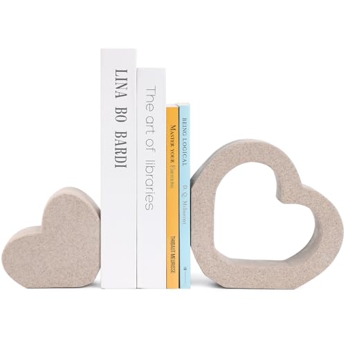 Heavy Duty Book Ends for Shelves,Stylish Set of 2 Decorative Bookends for Heavy Books,Resin Decor Book Stopper,Ideal for Any Shelf Desk,Aesthetic Decor for Book Holder,Home,Office, Library-Sandstone - style: 808 (Sandstone )