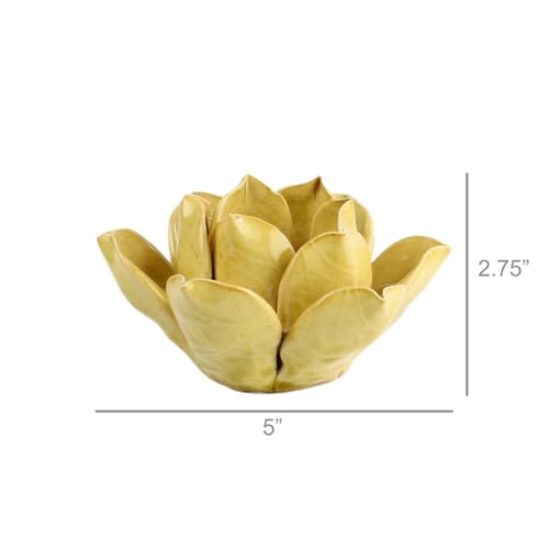 HomArt Lotus Tea Light Holder, Yellow - color: Yellow
