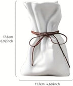 Wrinkled Paper Bag Design Flower Vase - Modern Ceramic Vase for Home Decor, Wedding Centerpiece, Rustic Farmhouse & Tabletop Decoration