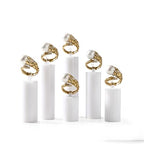 Oirlv Acrylic Jewelry Display Stand Ring Showcase Display Holder 7 PCS Rings Stand (White) - color: White