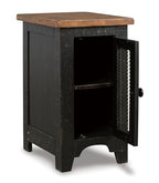 Signature Design by Ashley Valebeck Rustic Farmhouse Chair Side End Table with Cabinet Door, Distressed Black - color: Black