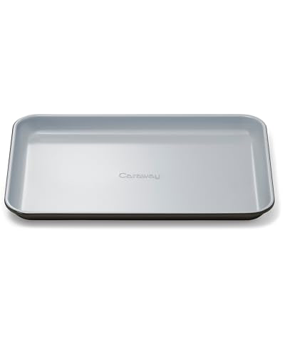 Caraway Nonstick Ceramic Small Baking Sheet (9x13”) – Non-Toxic, PTFE & PFOA Free – Oven Safe – Aluminized Steel Core – Mini Sheet Pan for Baking, Roasting & More - Black - color: Black, size: Small 9" x 13"