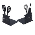 Cookbook Bookends, Creative Metal Hollow Bookends with Non-Slip Mat Kitchen Utensil Shaped Book Stopper Storage Book Holder Book Stand File Organizer