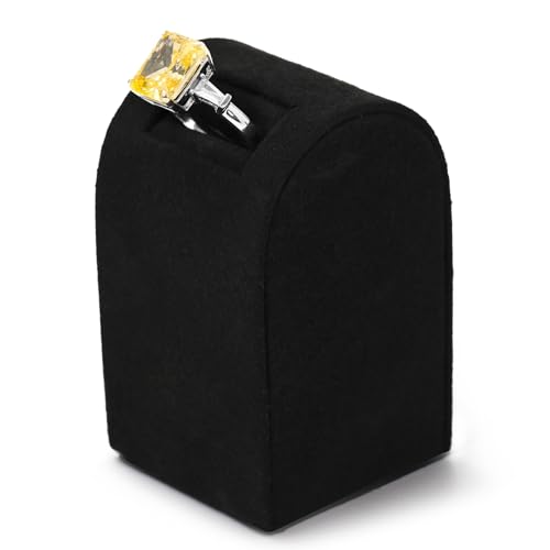 Microfiber Jewelry Ring Display Stand Rings Display Organizer Stand (Black, High) - size: 1.57" x 1.57" x 2.68"