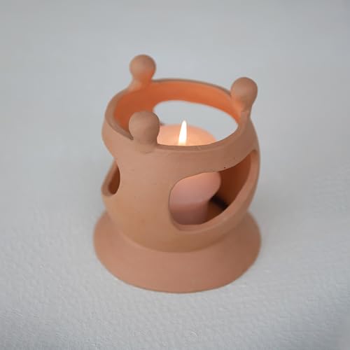 Creative Co-Op Handmade Terracotta Candle Holder with Circle of Figures