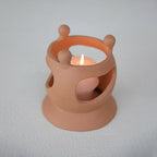 Creative Co-Op Handmade Terracotta Candle Holder with Circle of Figures